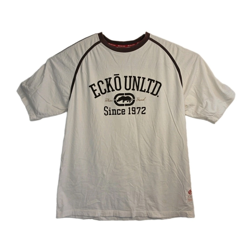 VTG Ecko Unltd. T-Shirt Men's Size M Off-White w/ Brown Big Logo Classic